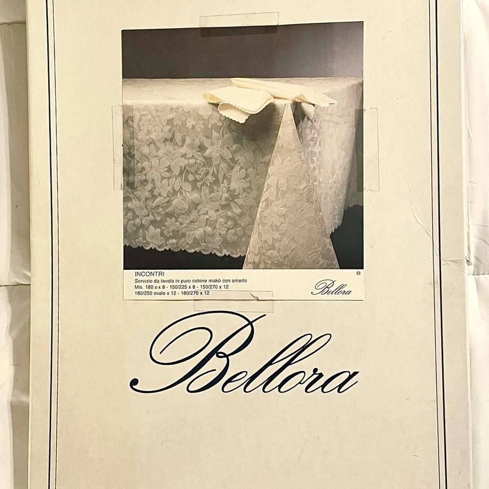 Bellora Incontri  ( Vintage Exquisite ItalianTeal satin Tablecloth/10 napkins